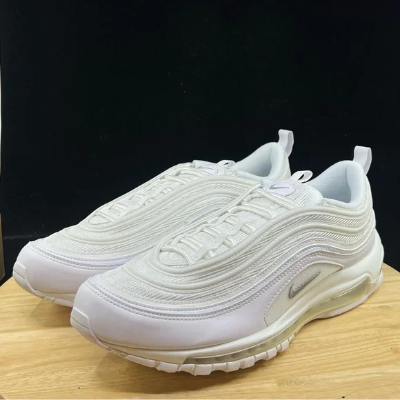 Nike Air Max 97 Triple White Wolf Grey Sneakers 921826 101 Men's Size 11 NEW - Picture 3 of 10